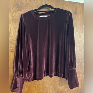 Loft burgundy velvet top, size large